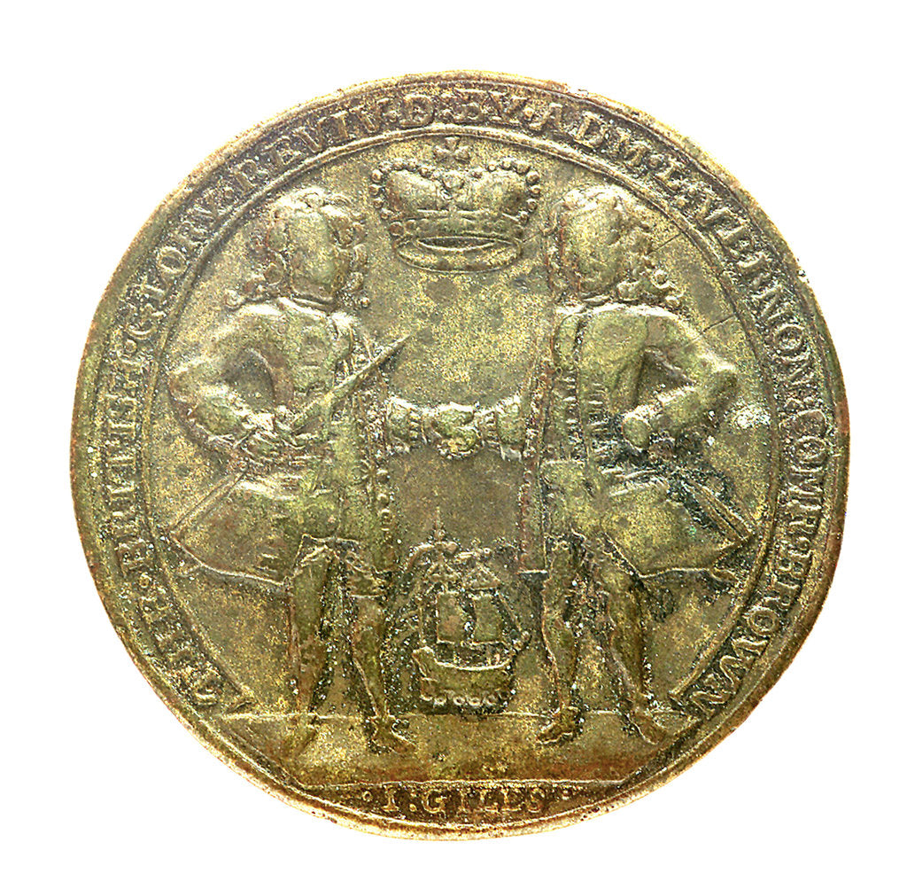 Detail of Medal commemorating Admiral Edward Vernon (1684-1757) and the 2nd Duke of Argyll; reverse by I. Giles