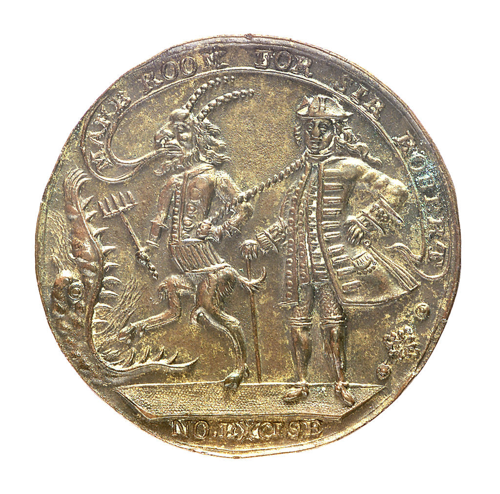 Detail of Medal commemorating Admiral Edward Vernon (1684-1757) and Sir Robert Walpole (1676-1745); reverse by unknown