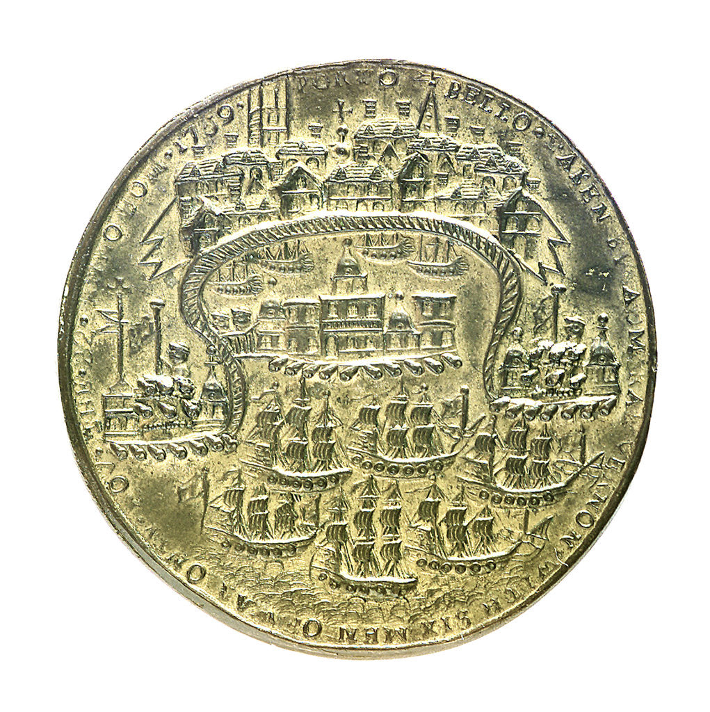 Detail of Medal commemorating Admiral Edward Vernon (1684-1757) and the capture of Porto Bello, 1739; reverse by unknown