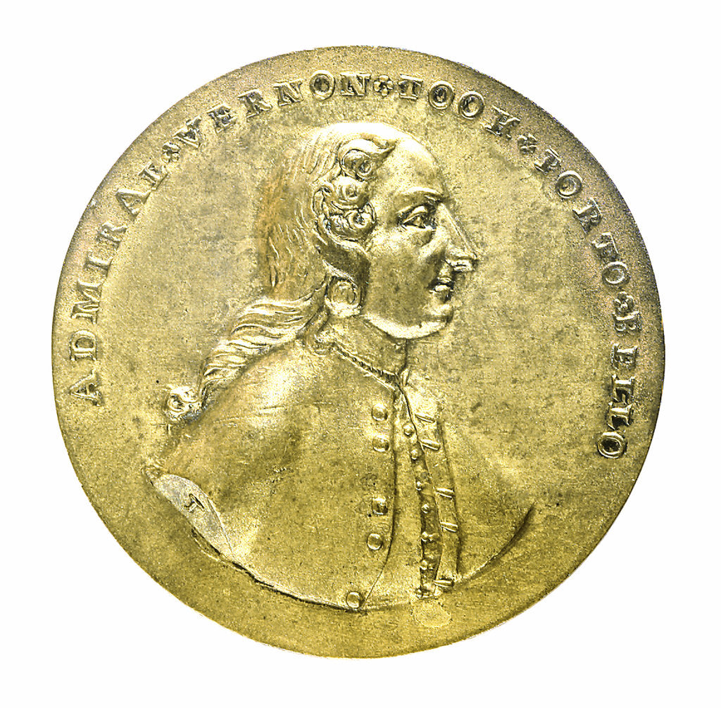 Detail of Medal commemorating Admiral Edward Vernon (1684-1757) and the capture of Porto Bello, 1739; obverse by unknown