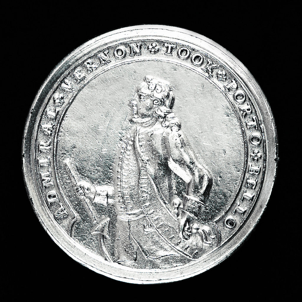 Detail of Medal commemorating Admiral Edward Vernon (1684-1757) and the capture of Porto Bello, 1739; obverse by unknown