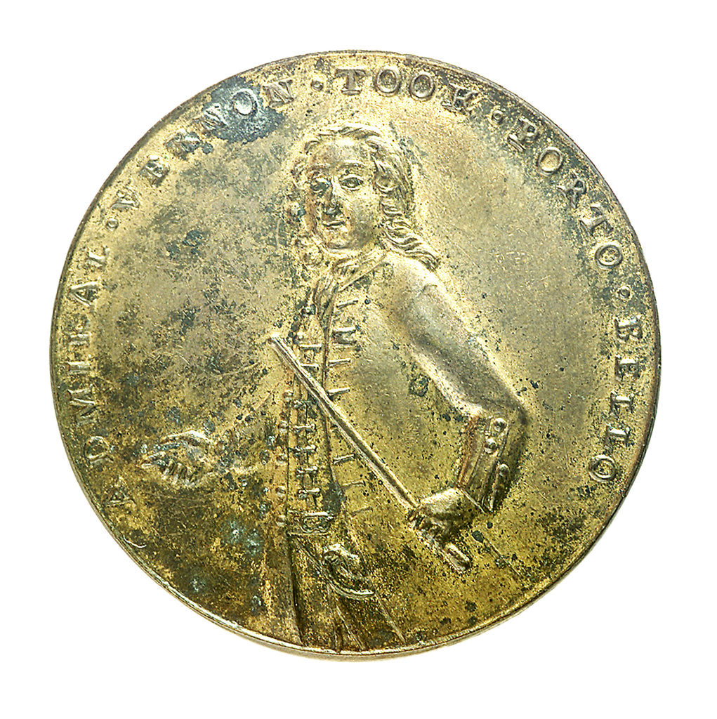 Detail of Medal commemorating Admiral Edward Vernon (1684-1757) and the capture of Porto Bello, 1739; obverse by unknown