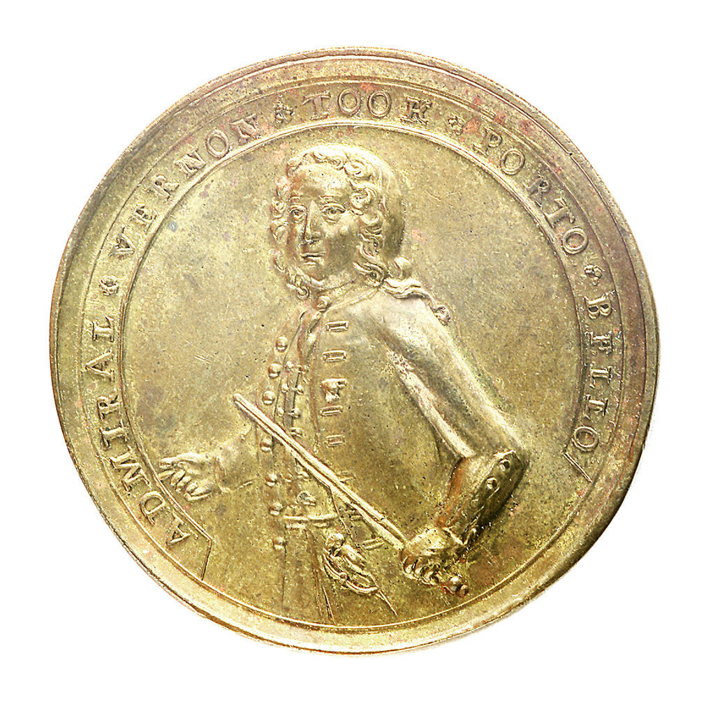Detail of Medal commemorating Admiral Edward Vernon (1684-1757) and the capture of Porto Bello, 1739; obverse by unknown