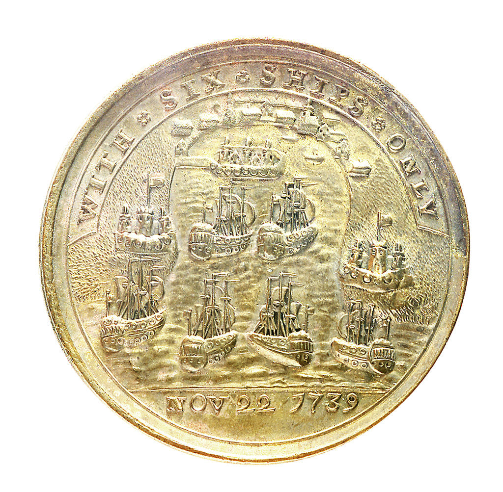 Detail of Medal commemorating Admiral Edward Vernon (1684-1757) and the capture of Porto Bello, 1739; reverse by unknown