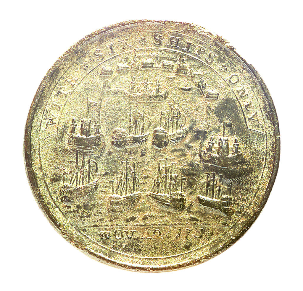 Detail of Medal commemorating Admiral Edward Vernon (1684-1757) and the capture of Porto Bello, 1739; reverse by unknown