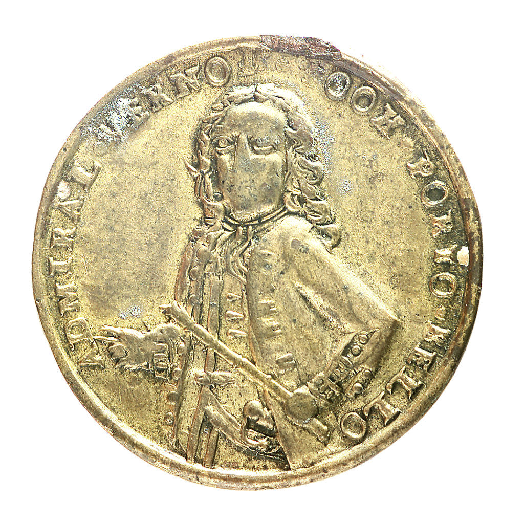 Detail of Medal commemorating Admiral Edward Vernon (1684-1757) and the capture of Porto Bello, 1739; obverse by unknown