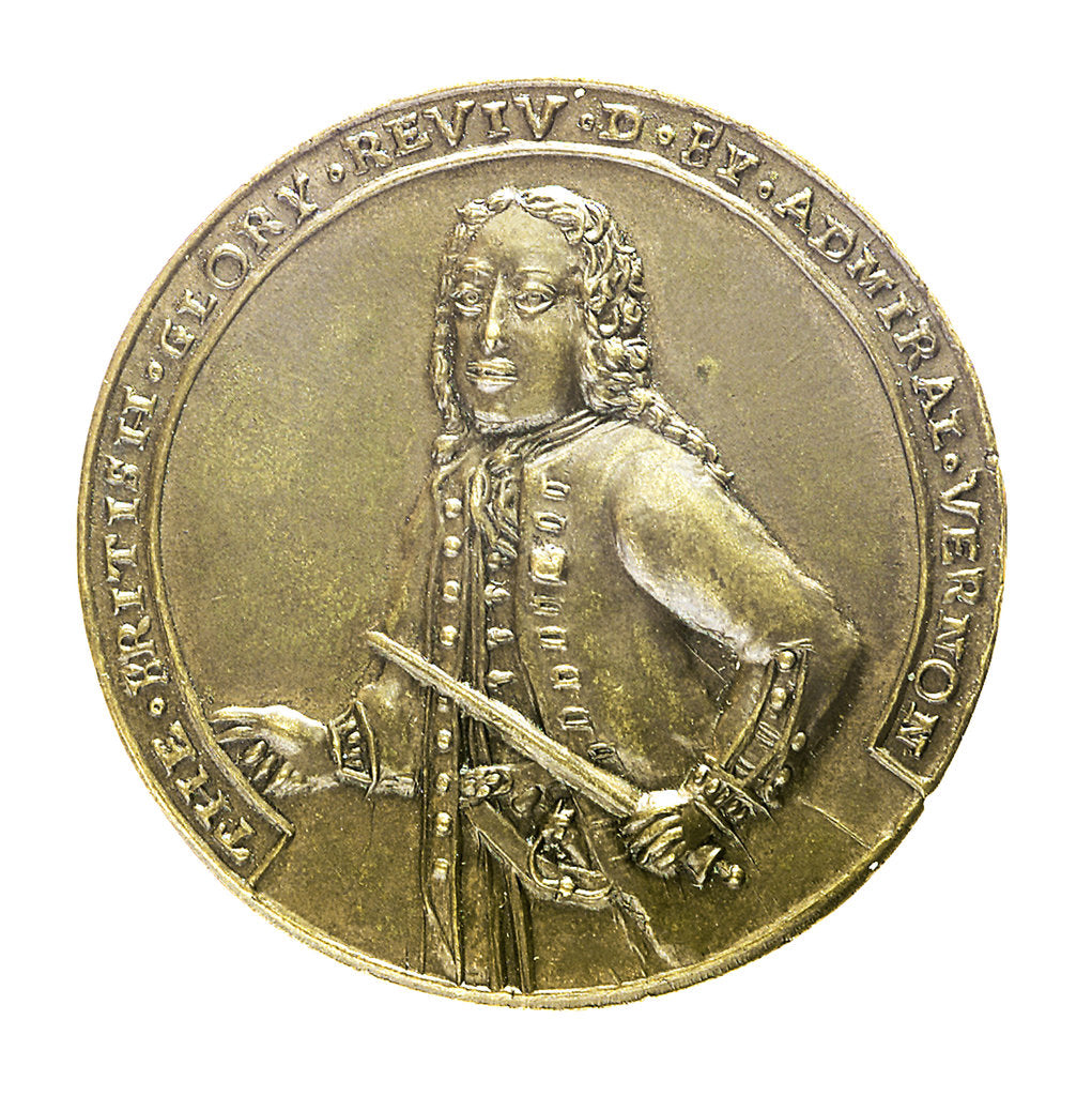 Detail of Medal commemorating Admiral Edward Vernon (1684-1757) and the capture of Porto Bello, 1739; obverse by unknown