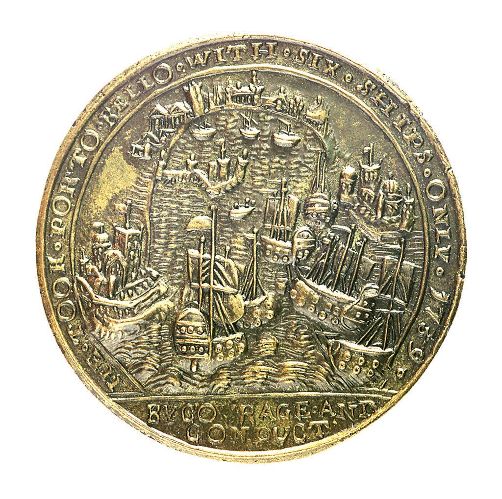Detail of Medal commemorating Admiral Edward Vernon (1684-1757) and the capture of Porto Bello, 1739; reverse by unknown