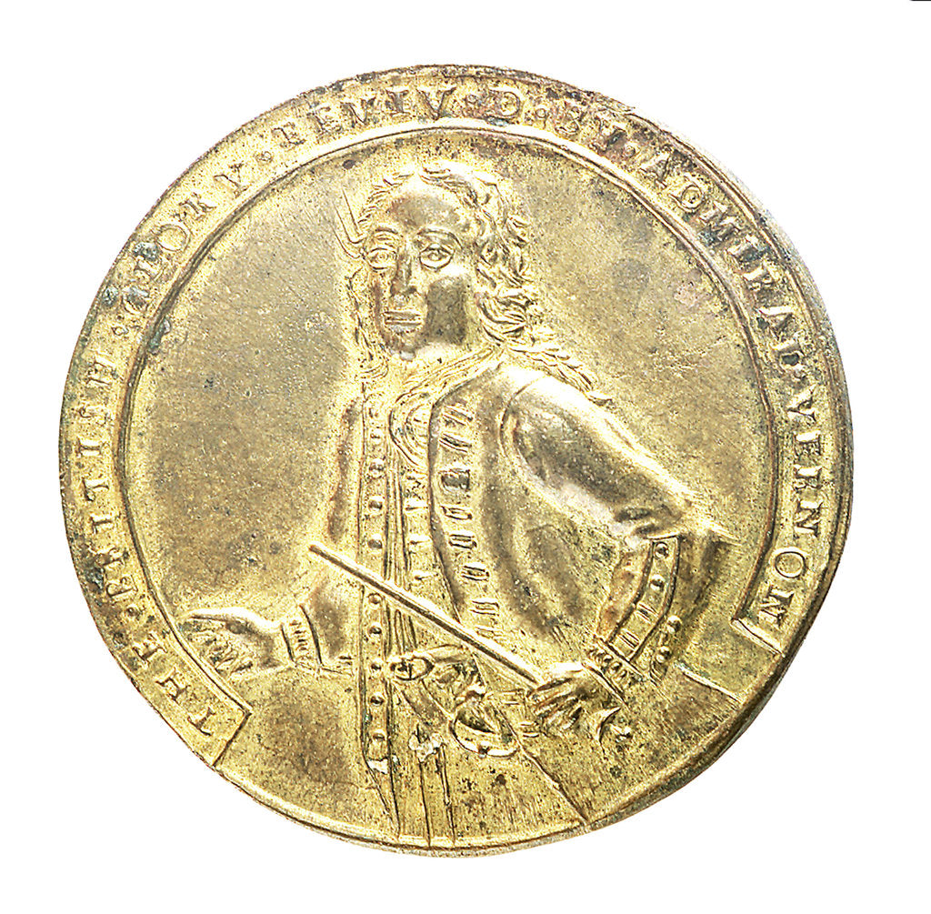Detail of Medal commemorating Admiral Edward Vernon (1684-1757) and the capture of Porto Bello, 1739; obverse by unknown