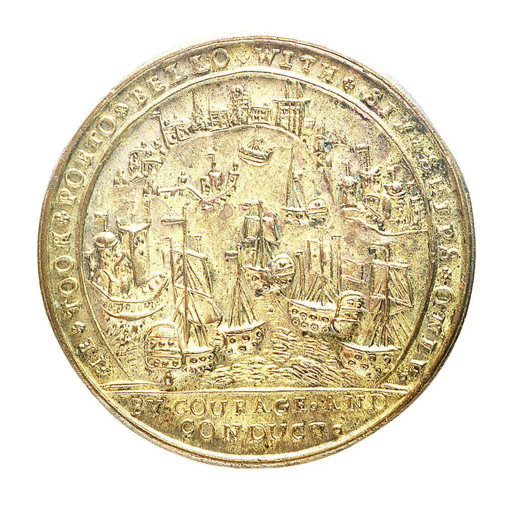 Detail of Medal commemorating Admiral Edward Vernon (1684-1757) and the capture of Porto Bello, 1739; reverse by unknown