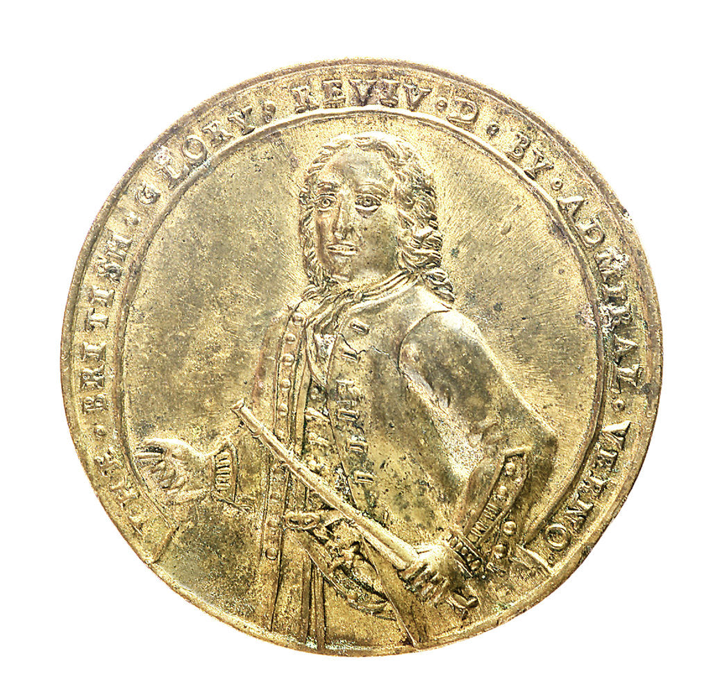 Detail of Medal commemorating Admiral Edward Vernon (1684-1757) and the capture of Porto Bello, 1739; obverse by unknown
