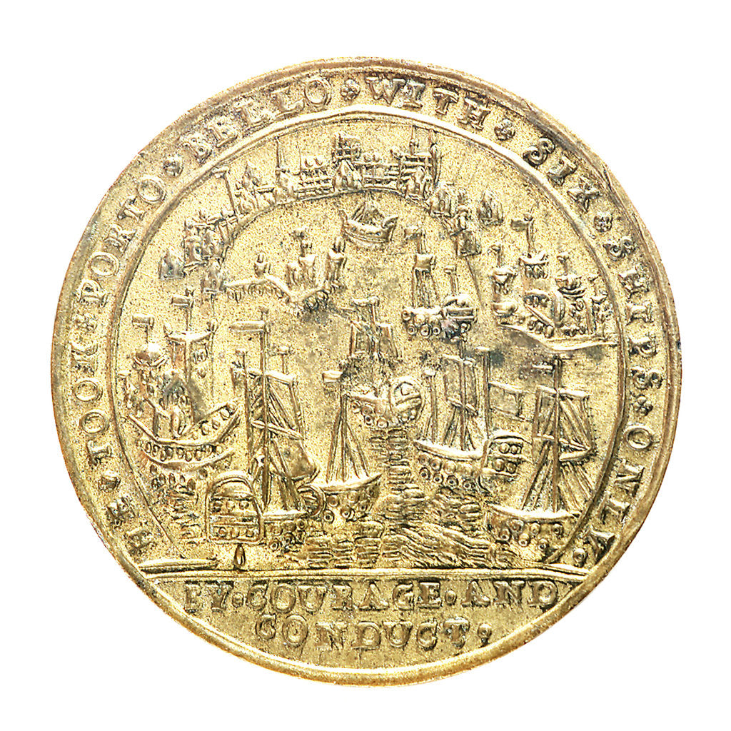 Detail of Medal commemorating Admiral Edward Vernon (1684-1757) and the capture of Porto Bello, 1739; reverse by unknown