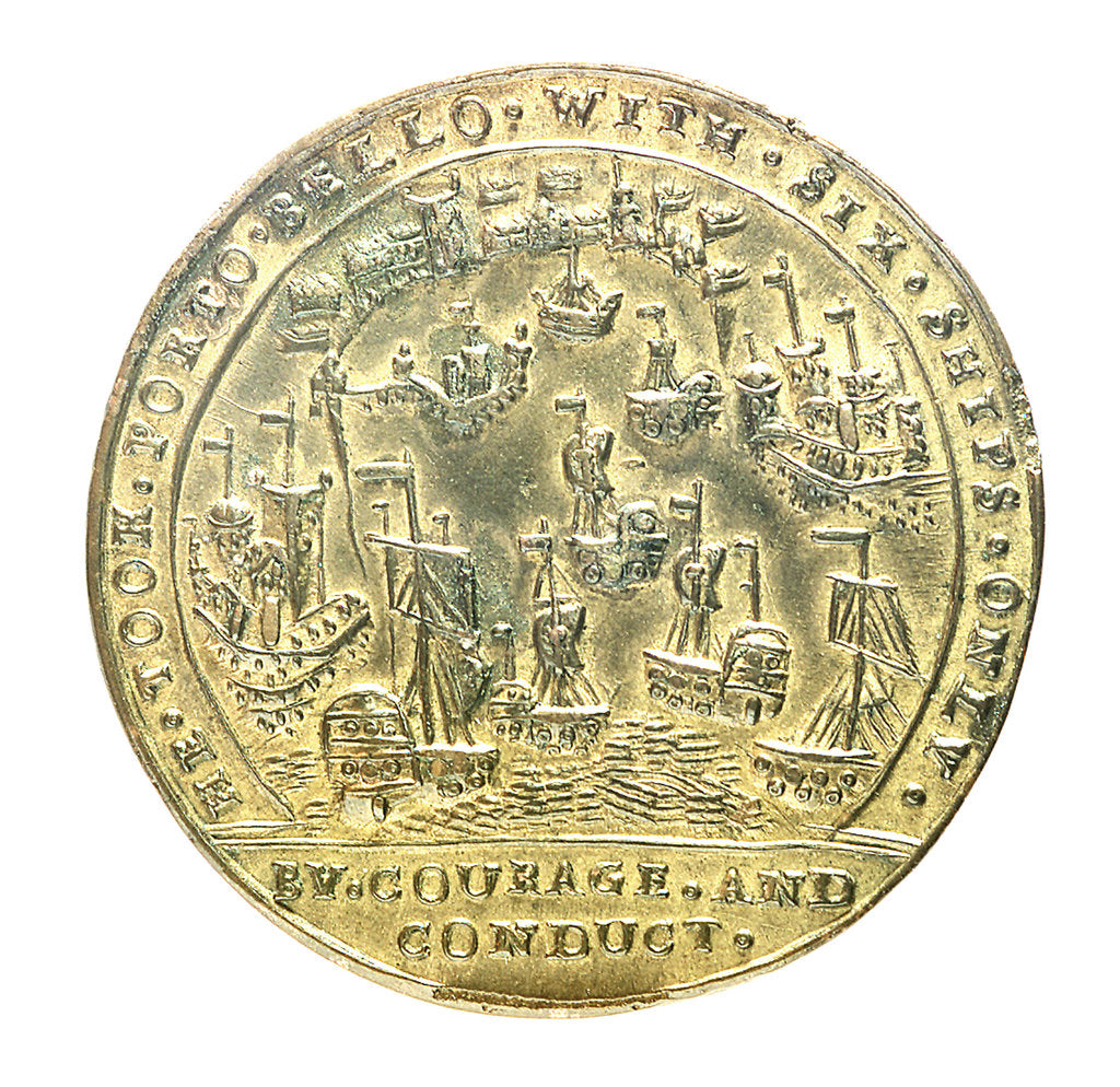 Detail of Medal commemorating Admiral Edward Vernon (1684-1757) and the capture of Porto Bello, 1739; reverse by unknown