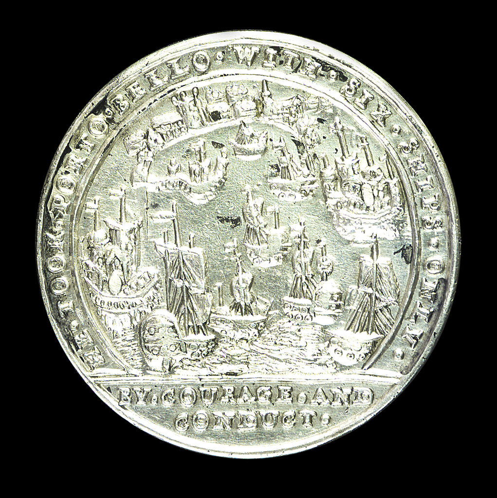 Detail of Medal commemorating Admiral Edward Vernon (1684-1757) and the capture of Porto Bello, 1739; reverse by unknown