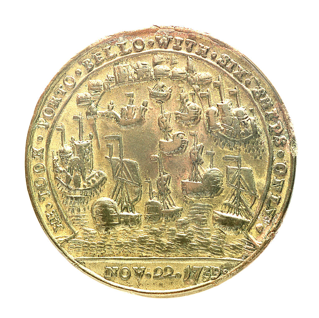 Detail of Medal commemorating Admiral Edward Vernon (1684-1757) and the capture of Porto Bello, 1739; reverse by unknown