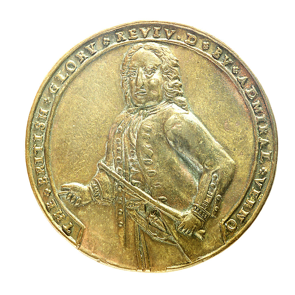 Detail of Medal commemorating Admiral Edward Vernon (1684-1757) and the capture of Porto Bello, 1739; obverse by unknown