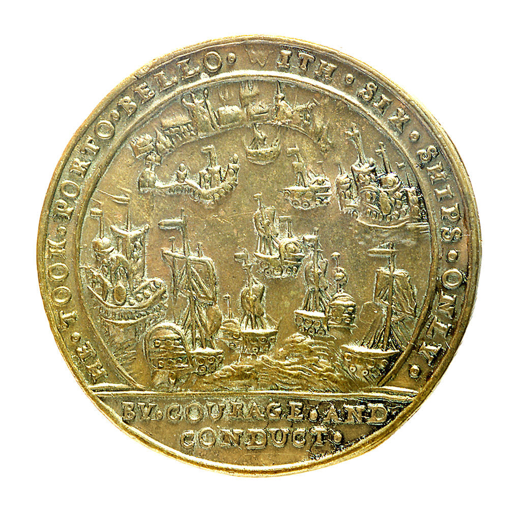 Detail of Medal commemorating Admiral Edward Vernon (1684-1757) and the capture of Porto Bello, 1739; reverse by unknown