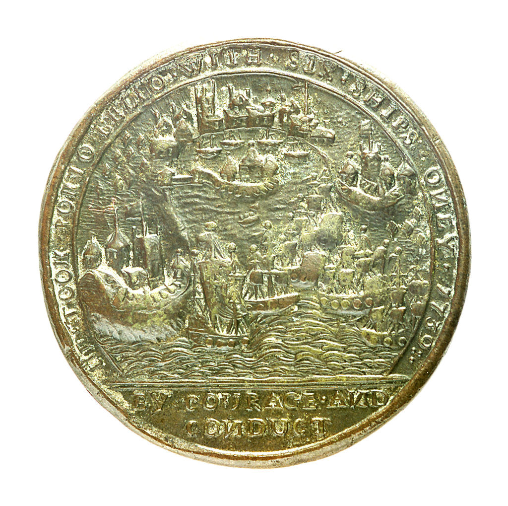 Detail of Medal commemorating Admiral Edward Vernon (1684-1757) and the capture of Porto Bello, 1739; reverse by unknown