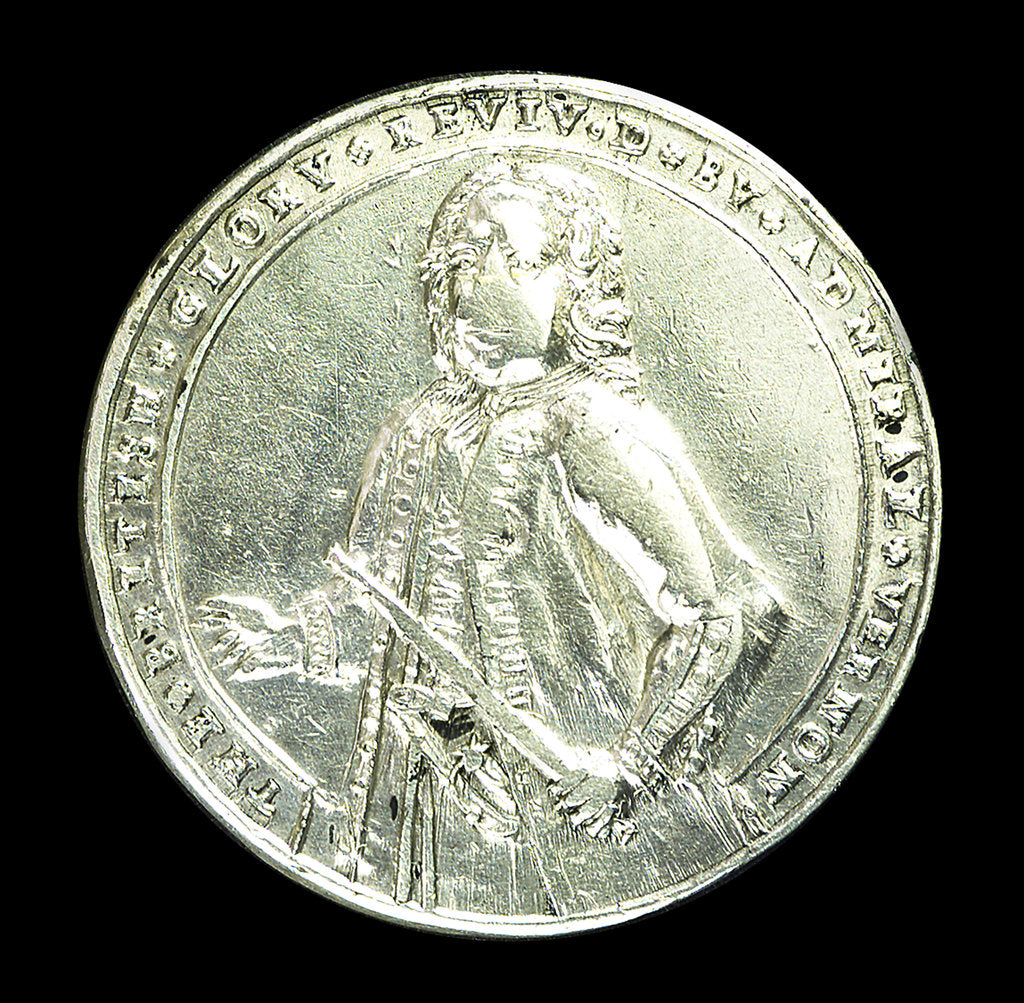 Detail of Medal commemorating Admiral Edward Vernon (1684-1757) and the capture of Porto Bello, 1739; obverse by unknown