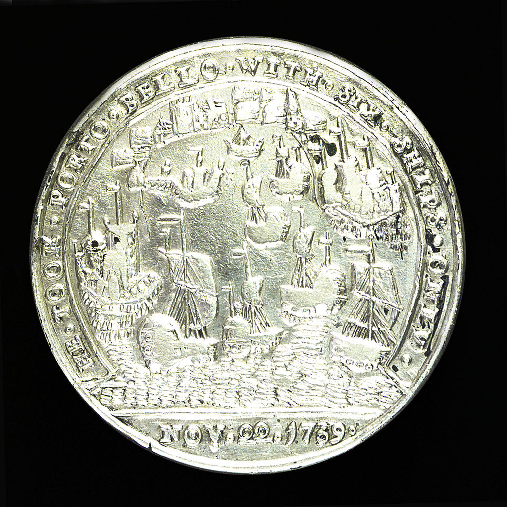 Detail of Medal commemorating Admiral Edward Vernon (1684-1757) and the capture of Porto Bello, 1739; reverse by unknown