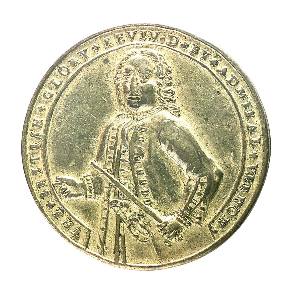 Detail of Medal commemorating Admiral Edward Vernon (1684-1757) and the capture of Porto Bello, 1739; obverse by unknown