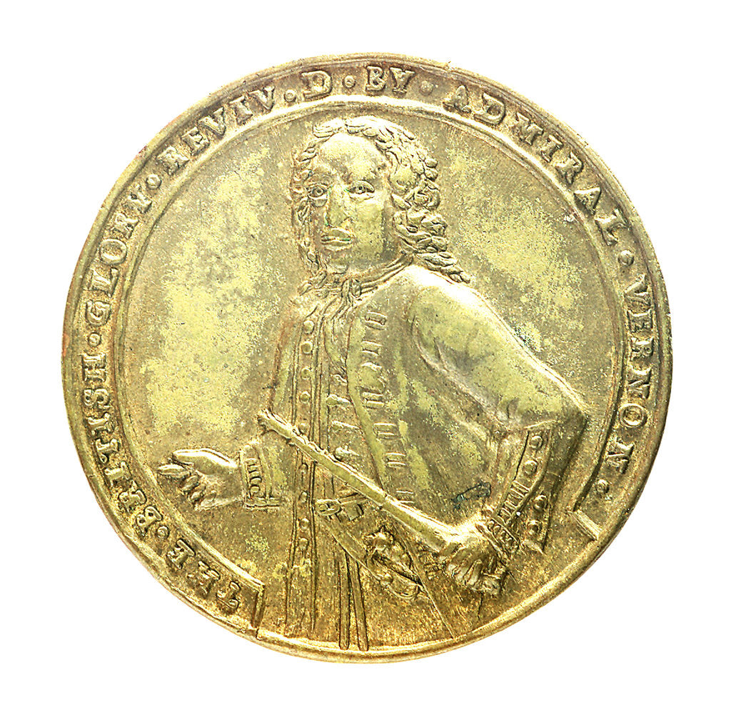 Detail of Medal commemorating Admiral Edward Vernon (1684-1757) and the capture of Porto Bello, 1739; obverse by unknown