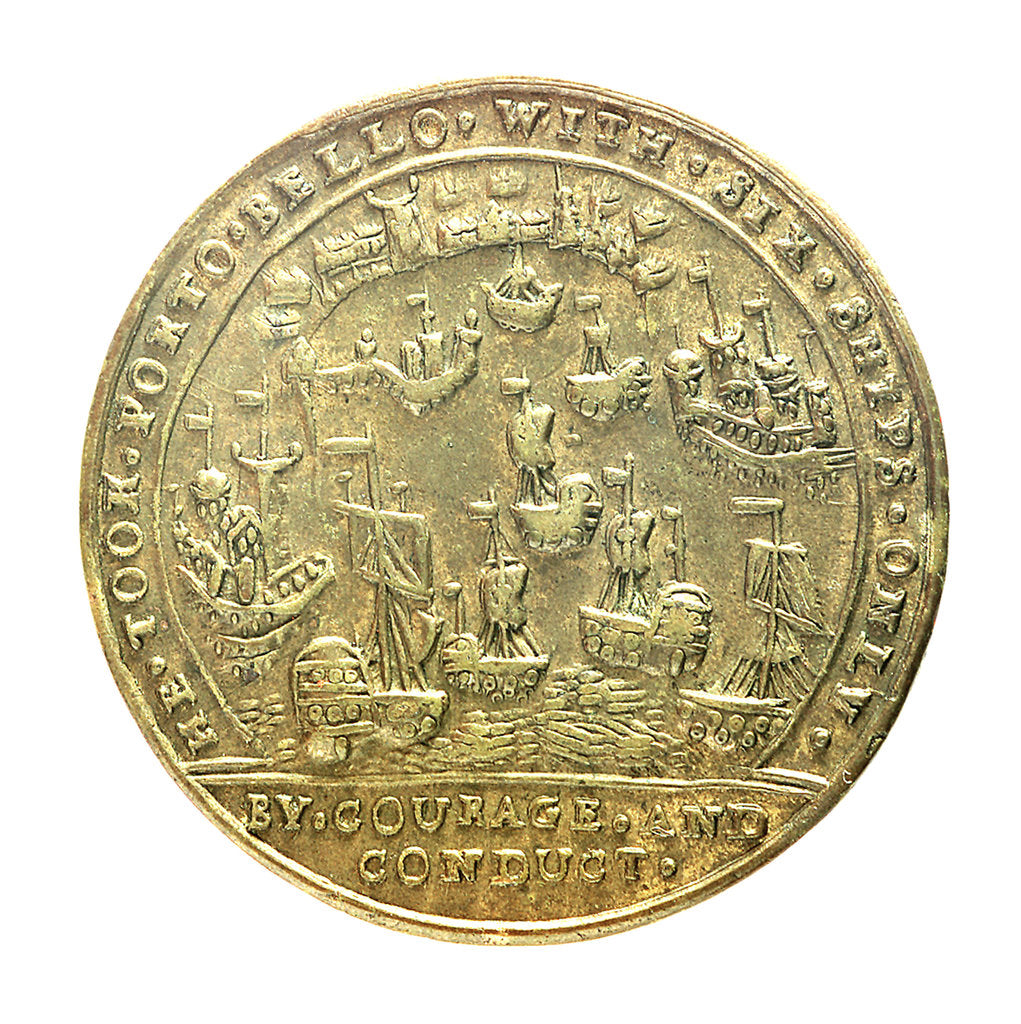 Detail of Medal commemorating Admiral Edward Vernon (1684-1757) and the capture of Porto Bello, 1739; reverse by unknown