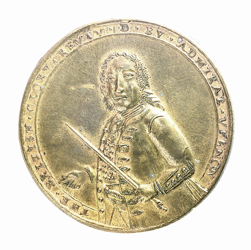 Detail of Medal commemorating Admiral Edward Vernon (1684-1757) and the capture of Porto Bello, 1739; obverse by unknown