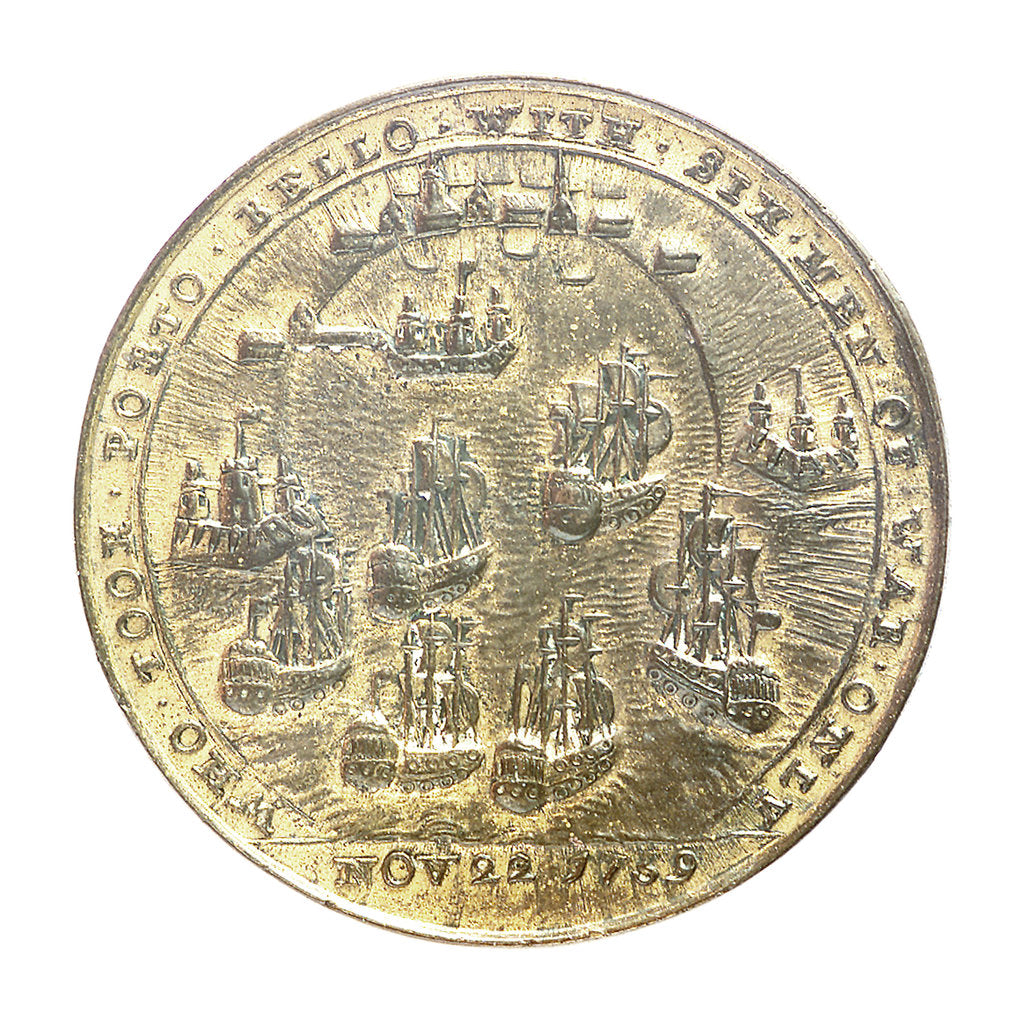 Detail of Medal commemorating Admiral Edward Vernon (1684-1757) and the capture of Porto Bello, 1739; reverse by unknown