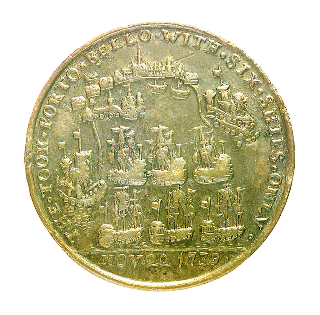 Detail of Medal commemorating Admiral Edward Vernon (1684-1757) and the capture of Porto Bello, 1739; reverse by unknown