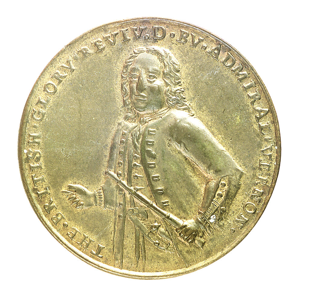 Detail of Medal commemorating Admiral Edward Vernon (1684-1757) and the capture of Porto Bello, 1739; obverse by unknown