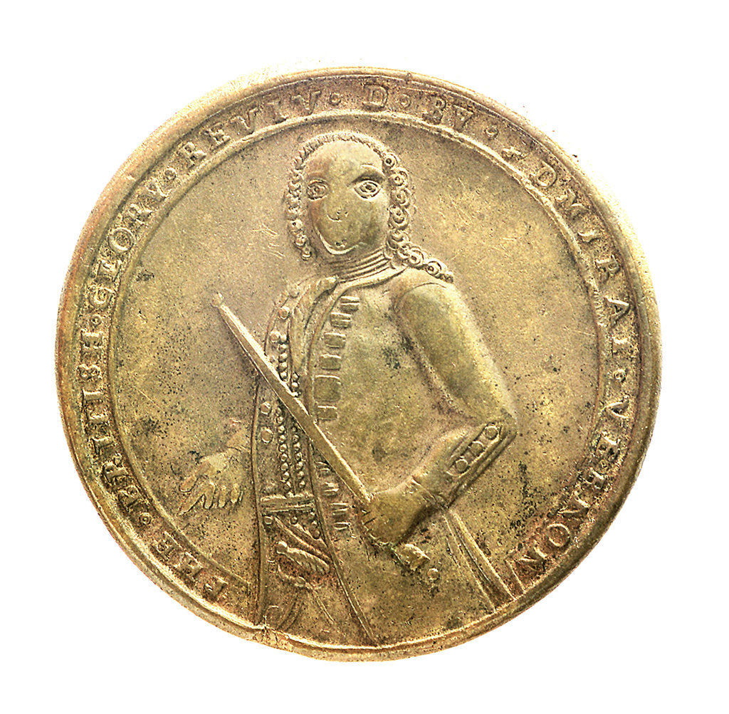 Detail of Medal commemorating Admiral Edward Vernon (1684-1757) and the capture of Porto Bello, 1739; obverse by unknown
