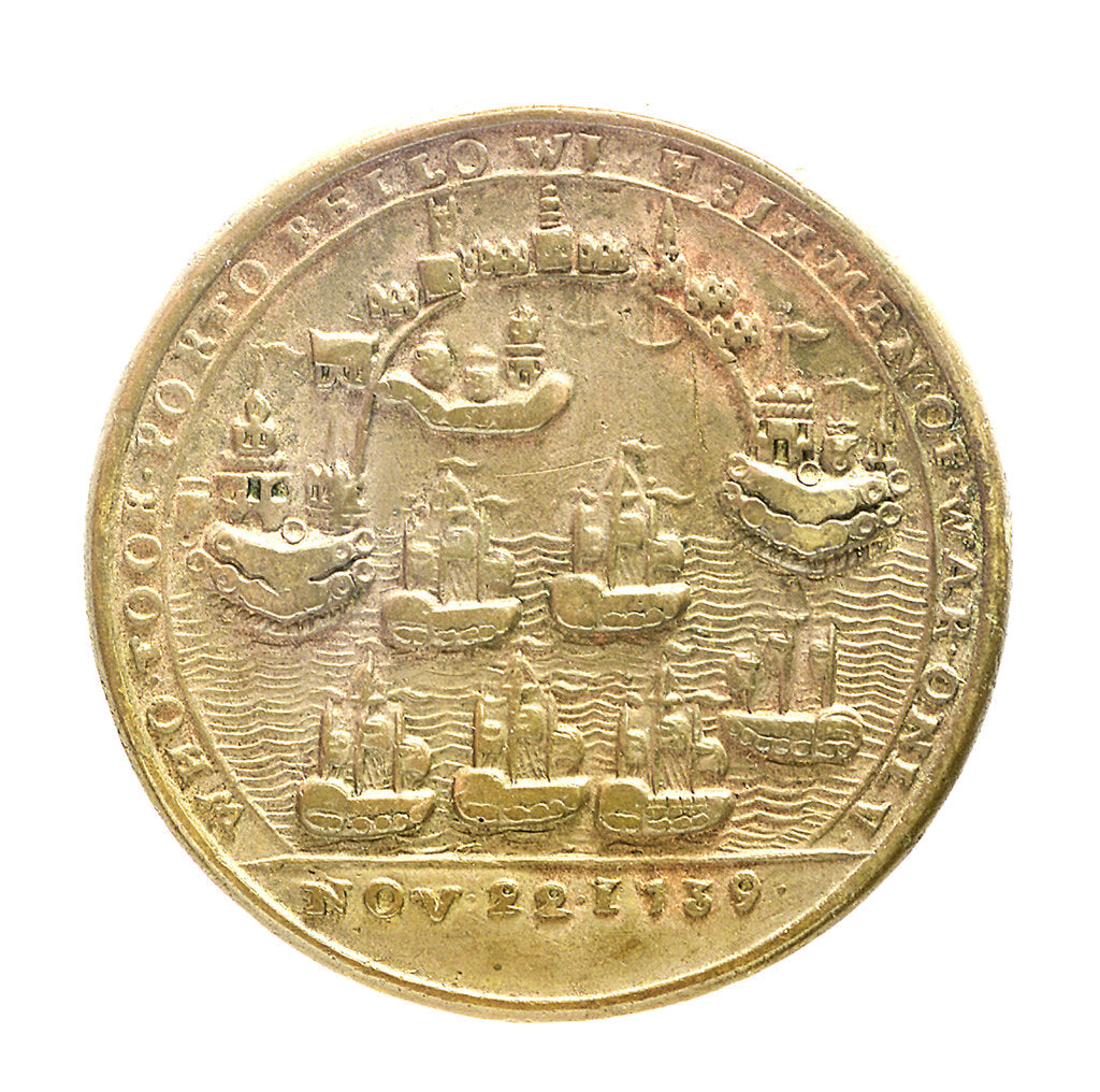 Detail of Medal commemorating Admiral Edward Vernon (1684-1757) and the capture of Porto Bello, 1739; reverse by unknown