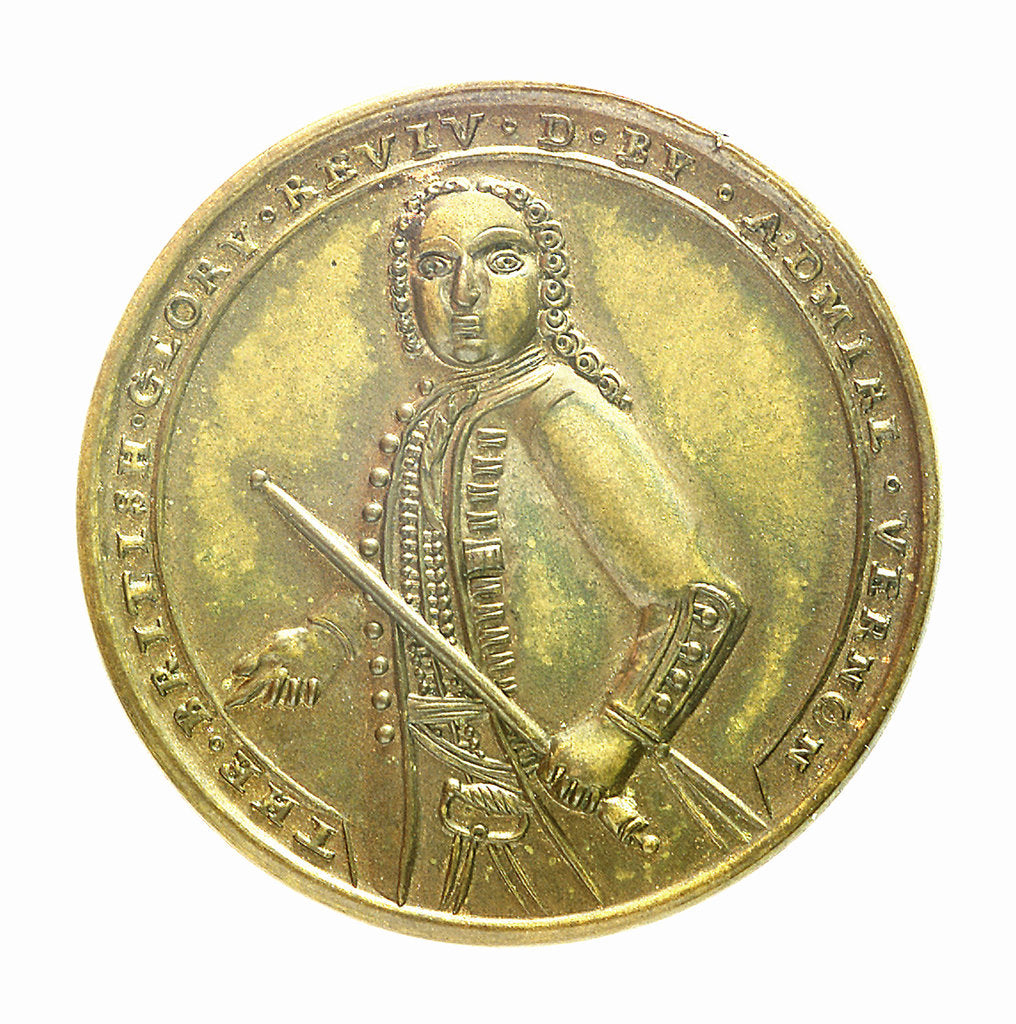 Detail of Medal commemorating Admiral Edward Vernon (1684-1757) and the capture of Porto Bello, 1739; obverse by unknown
