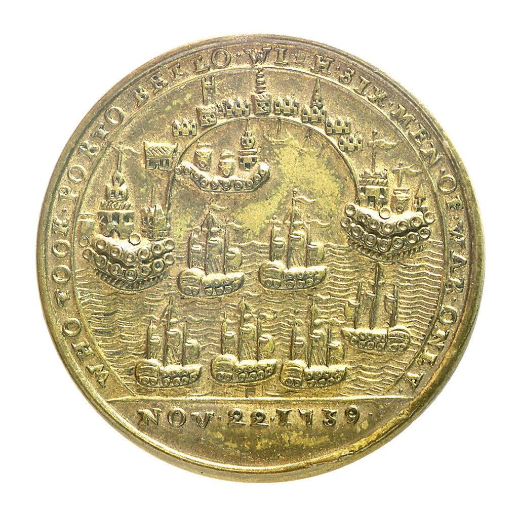 Detail of Medal commemorating Admiral Edward Vernon (1684-1757) and the capture of Porto Bello, 1739; reverse by unknown