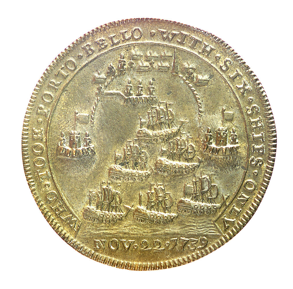 Detail of Medal commemorating Admiral Edward Vernon (1684-1757) and the capture of Porto Bello, 1739; reverse by unknown