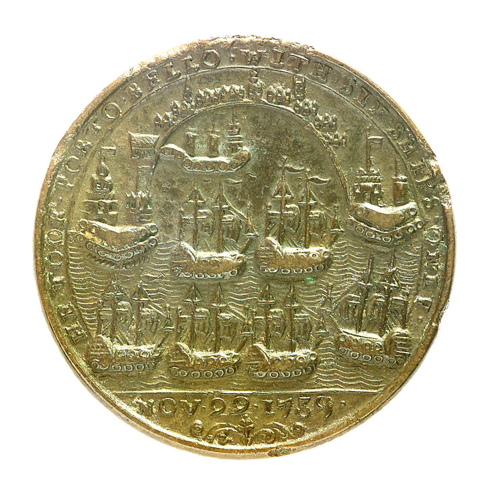 Detail of Medal commemorating Admiral Edward Vernon (1684-1757) and the capture of Porto Bello, 1739; reverse by unknown