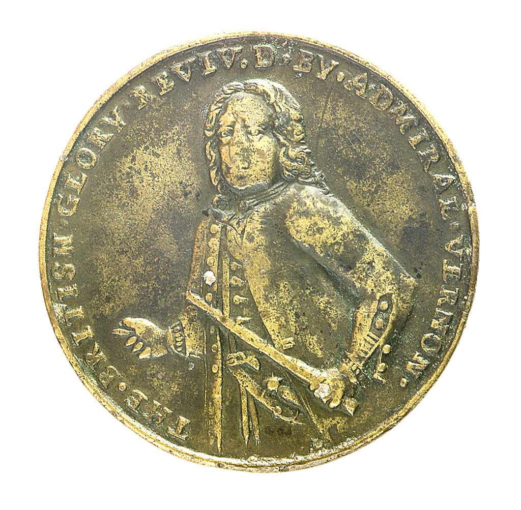Detail of Medal commemorating Admiral Edward Vernon (1684-1757) and the capture of Porto Bello, 1739; obverse by unknown