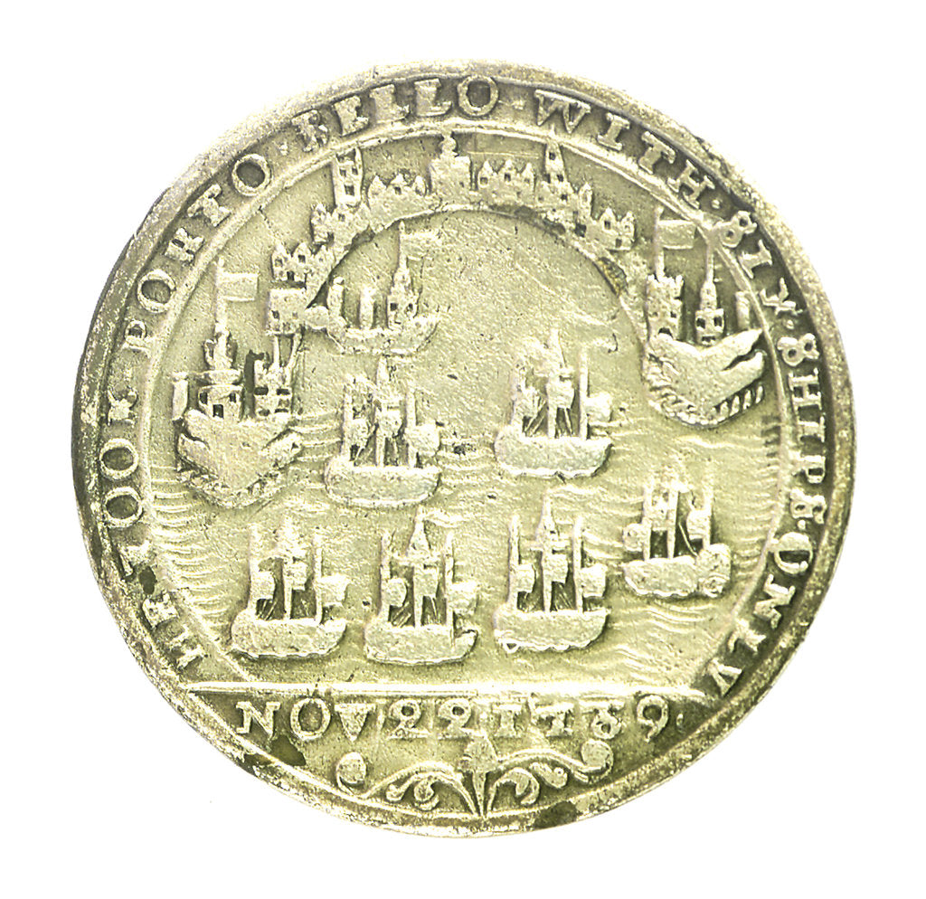 Detail of Medal commemorating Admiral Edward Vernon (1684-1757) and the capture of Porto Bello, 1739; reverse by unknown