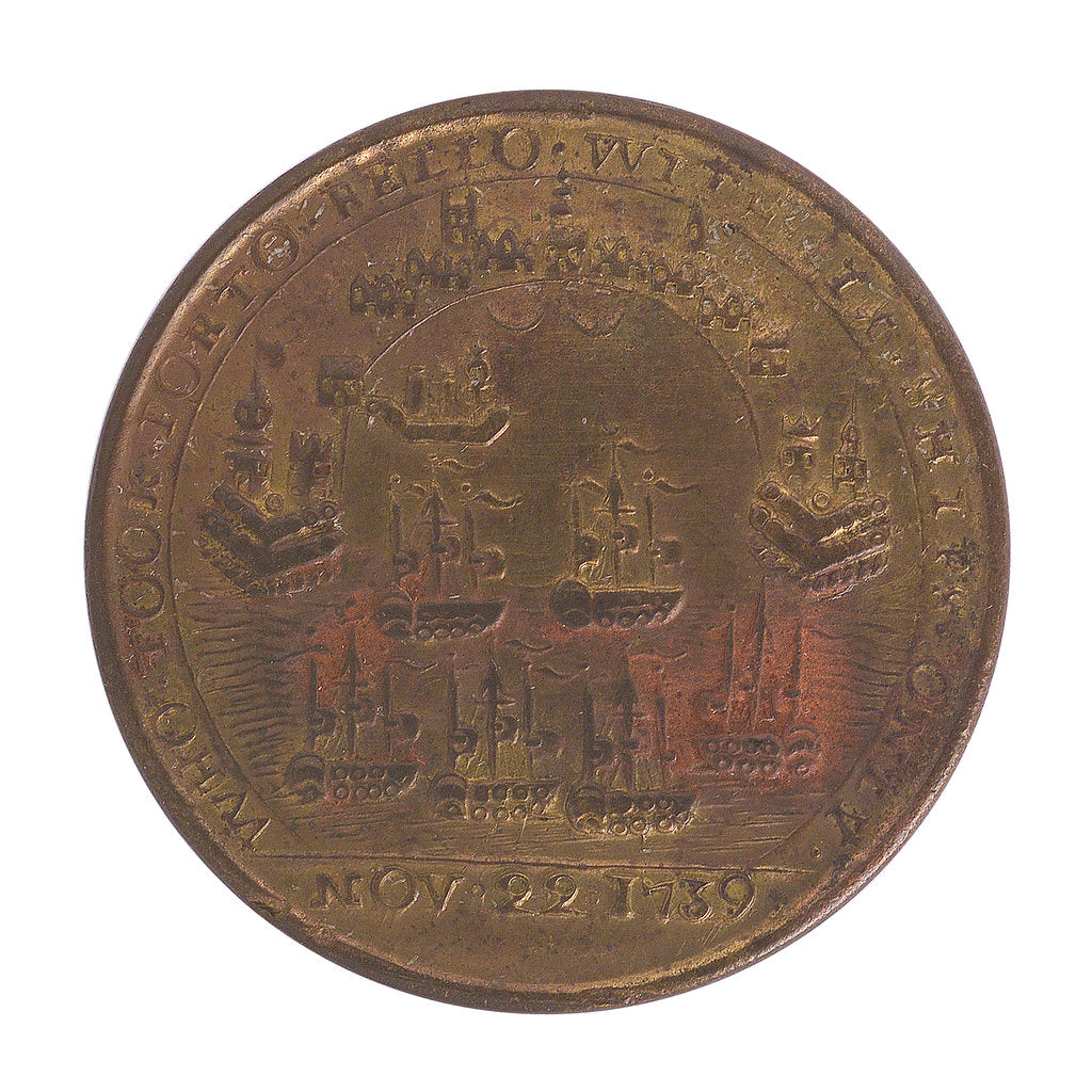 Detail of Medal commemorating Admiral Edward Vernon (1684-1757) and the capture of Porto Bello, 1739; reverse by unknown