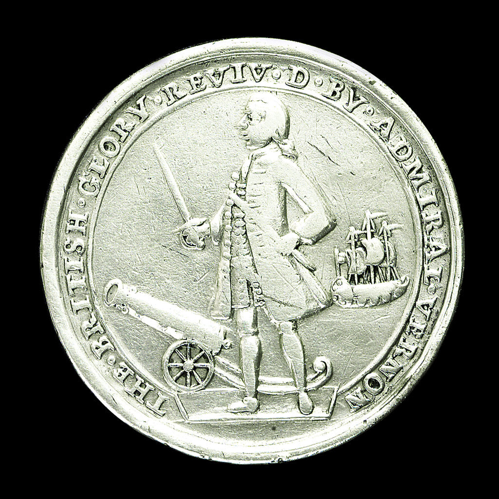 Detail of Medal commemorating Admiral Edward Vernon (1684-1757) and the capture of Porto Bello, 1739; obverse by unknown