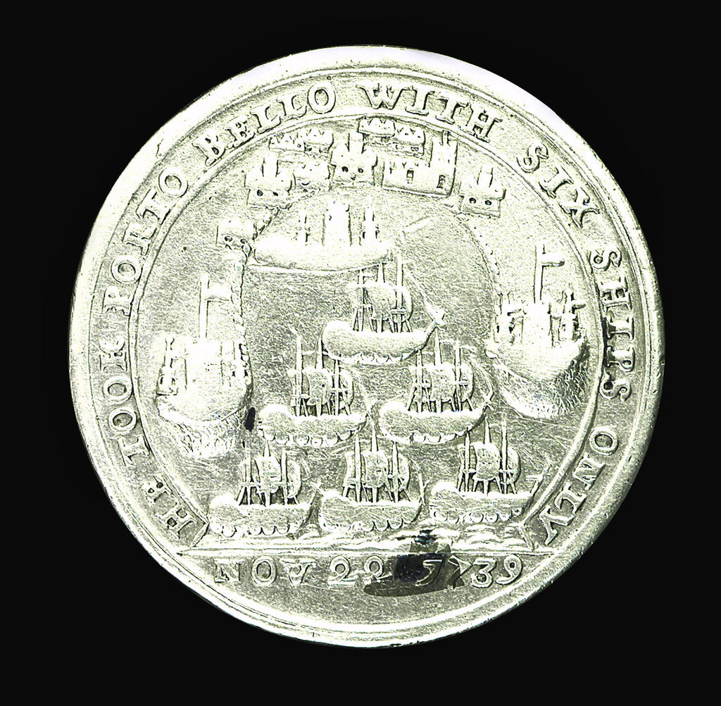 Detail of Medal commemorating Admiral Edward Vernon (1684-1757) and the capture of Porto Bello, 1739; reverse by unknown