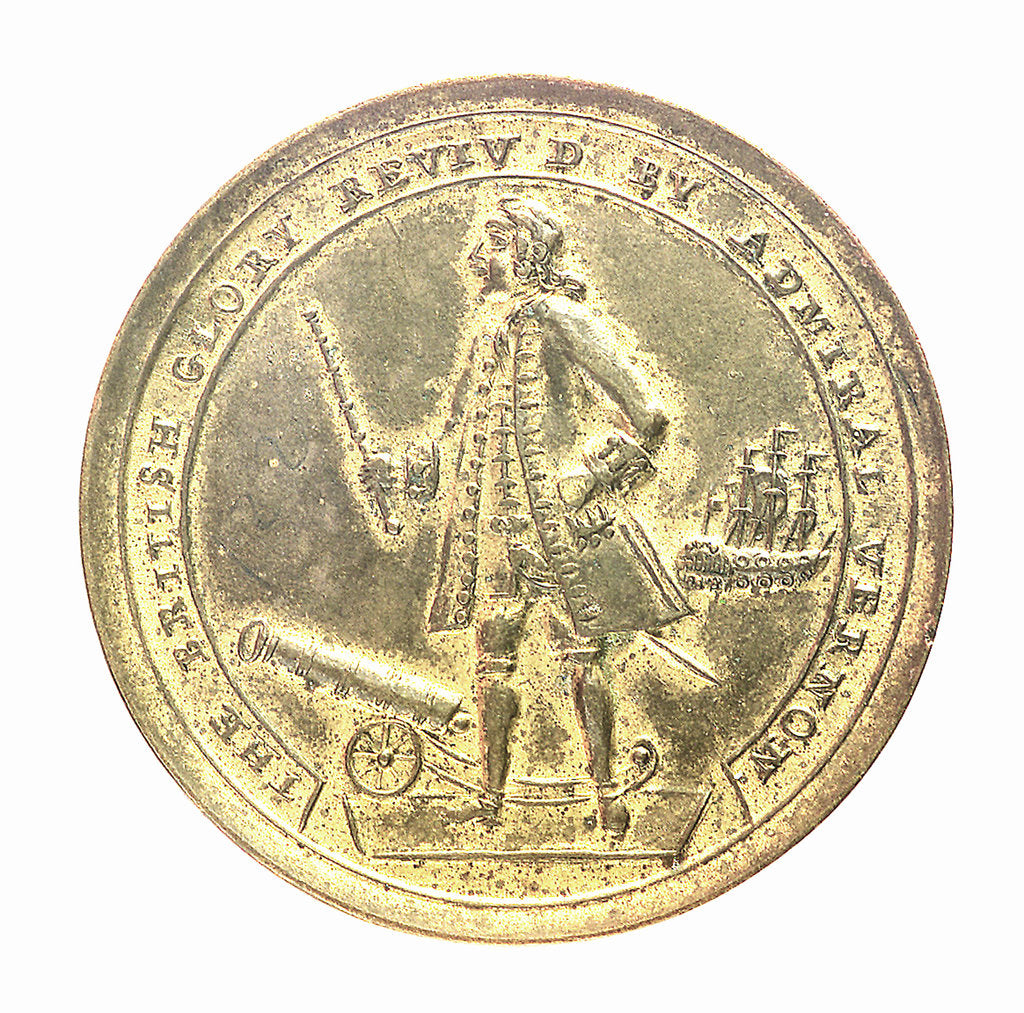 Detail of Medal commemorating Admiral Edward Vernon (1684-1757) and the capture of Porto Bello, 1739; obverse by unknown