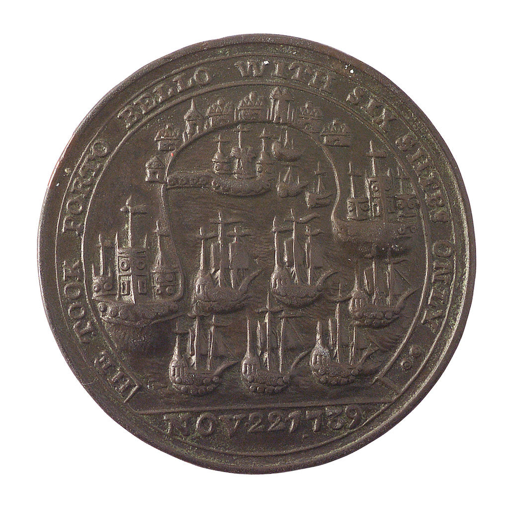 Detail of Medal commemorating Admiral Edward Vernon (1684-1757) and the capture of Porto Bello, 1739; reverse by unknown