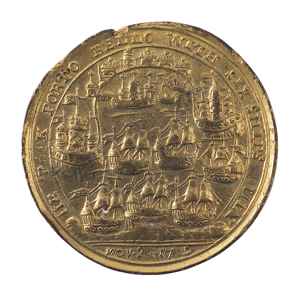 Detail of Medal commemorating Admiral Edward Vernon (1684-1757) and the capture of Porto Bello, 1739; reverse by unknown