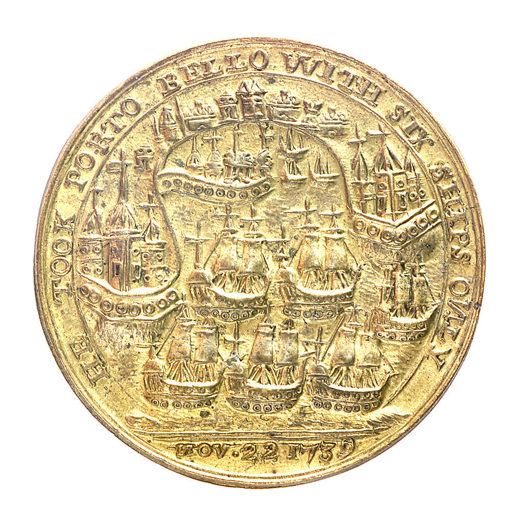 Detail of Medal commemorating Admiral Edward Vernon (1684-1757) and the capture of Porto Bello, 1739; reverse by unknown