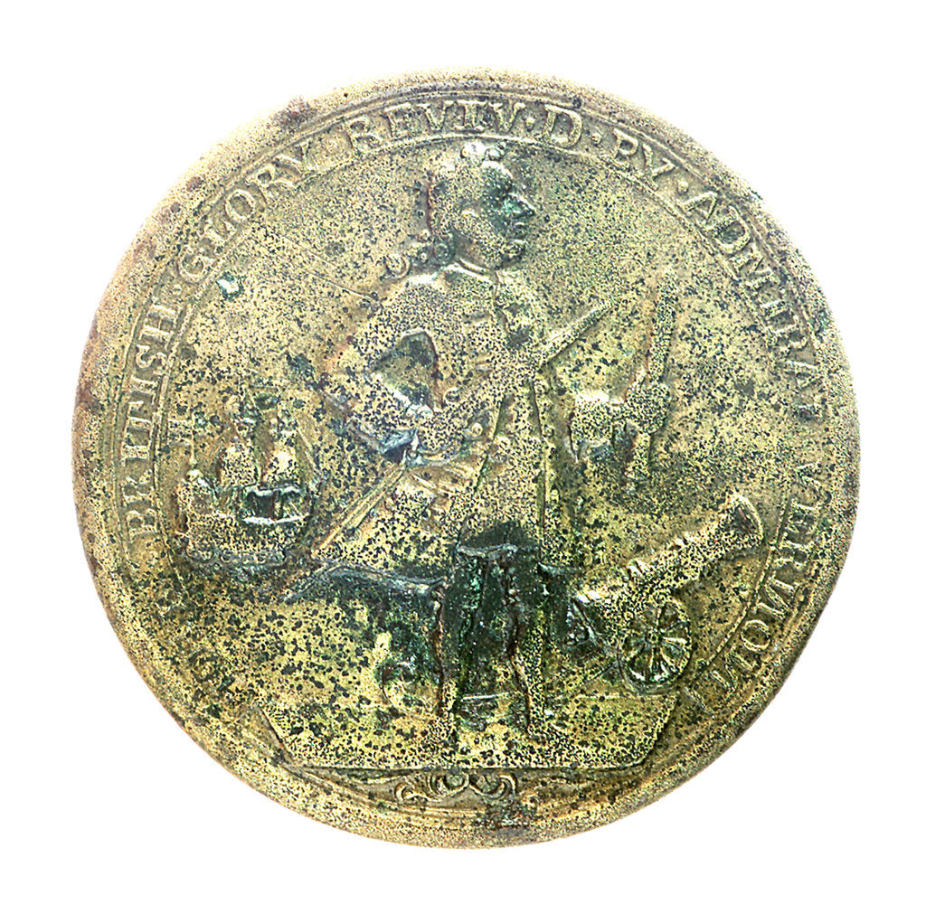 Detail of Medal commemorating Admiral Edward Vernon (1684-1757) and the capture of Porto Bello, 1739; obverse by J.V. Roche
