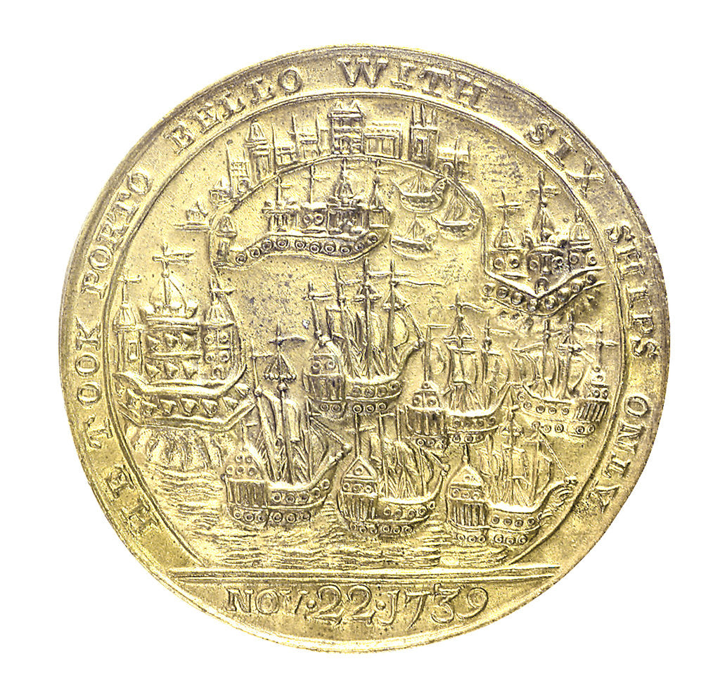 Detail of Medal commemorating Admiral Edward Vernon (1684-1757) and the capture of Porto Bello, 1739; reverse by unknown