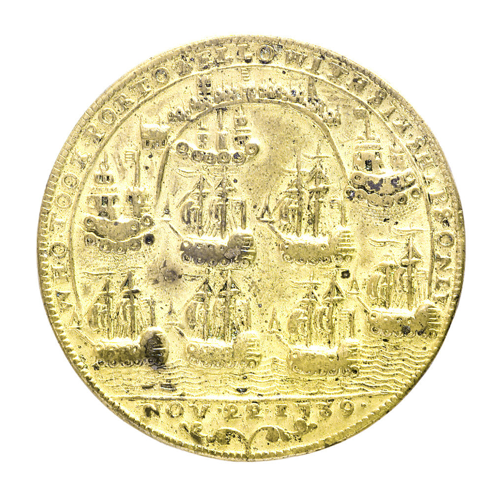 Detail of Medal commemorating Admiral Edward Vernon (1684-1757) and the capture of Porto Bello, 1739; reverse by unknown