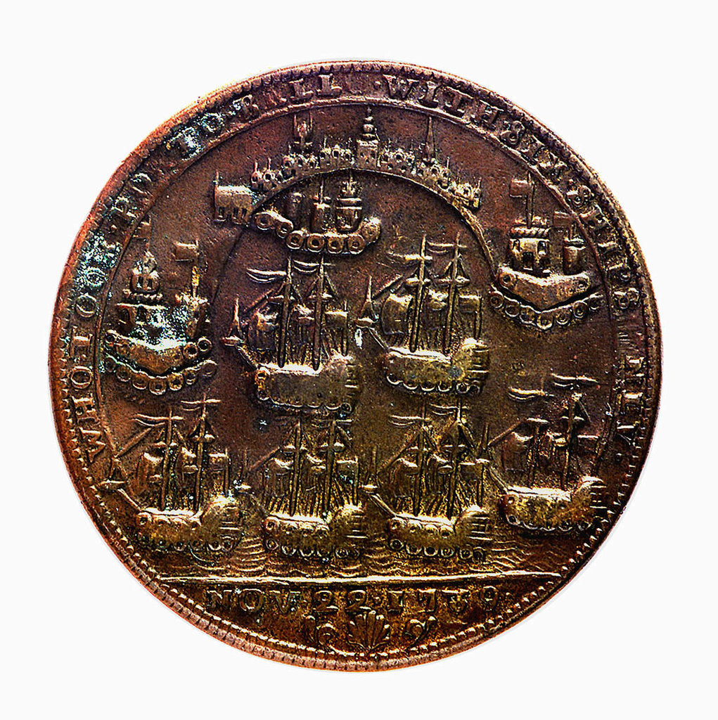 Detail of Medal commemorating Admiral Edward Vernon (1684-1757) and the capture of Porto Bello, 1739; reverse by unknown